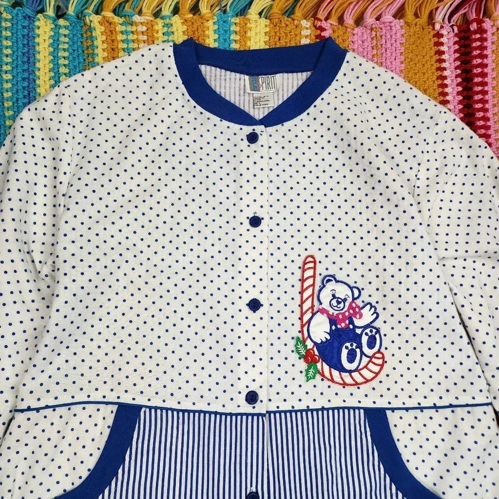 Bold Spirit Christmas Pajama Sleepshirt NWT Large Cotton Nightgown Polka Dot - Picture 12 of 14